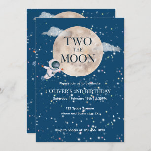 Invitation Deux L'astronaute spatiale Moon Boy 2e Anniversair