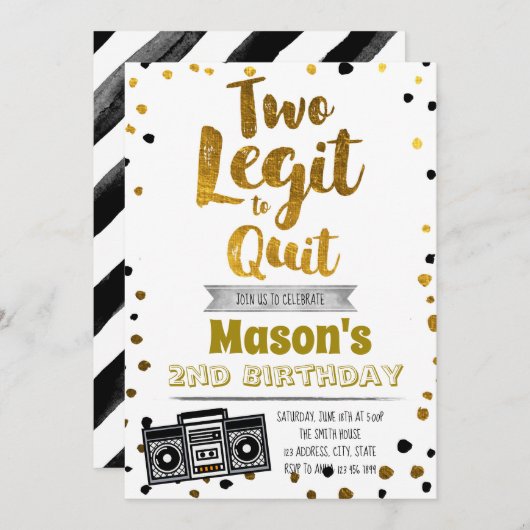 Invitation Deux légendes pour quitter l'invitation d'annivers (Devant / Derrière)