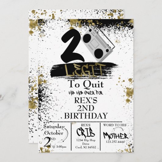 Invitation Deux legs pour quitter l'invitation d'anniversaire (Devant / Derrière)