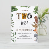 Invitation Deux lettres d'animaux sauvages 2e anniversaire (Debout devant)