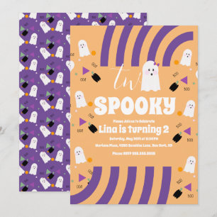 Invitation Deux lettres groovy Halloween fantôme Spooky fête