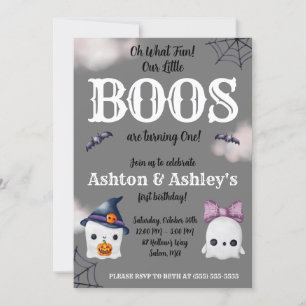 Invitation Deux Little BOOS font 1 tour ! Fantôme 1er anniver