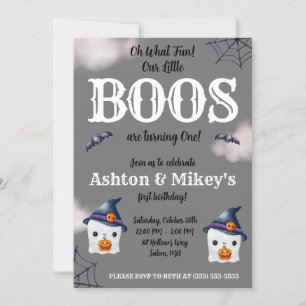 Invitation Deux Little BOOS font 1 tour ! Fantôme 1er anniver