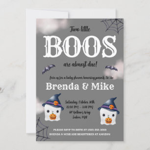 Invitation Deux Little BOOS sont presque dus! Baby shower fan