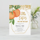 Invitation Deux Little Cuties sont en route Baby shower Invit (Debout devant)