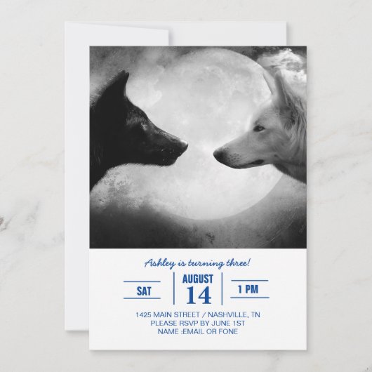 Invitation Deux loups se faisant face (Devant)