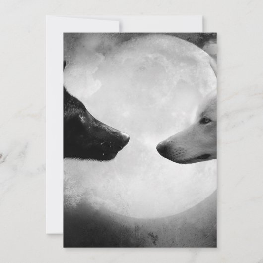 Invitation Deux loups se faisant face (Dos)