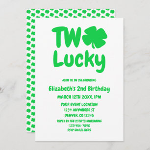 Invitation Deux Lucky St Patrick's Day 2e anniversaire