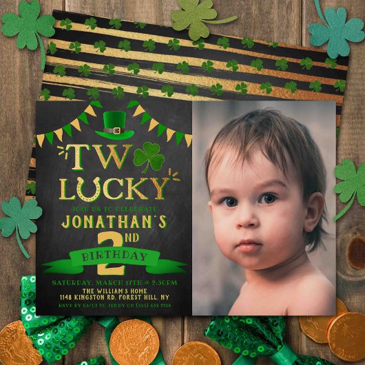 Invitation Deux Lucky St. Patrick's Day 2e anniversaire Photo