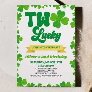 Invitation DEUX Lucky St. Patrick's Day 2e fête d'anniversair