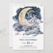Invitation Deux lune aquarelle garçon 2e anniversaire (Devant)