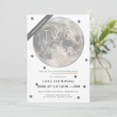 Invitation Deux Lune Blanc Argent Boy Virtual 2e anniversaire (Debout devant)