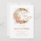Invitation Deux lune or rose fille 2e anniversaire (Devant)