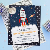 Invitation Deux lune Rocket Ship 2e anniversaire