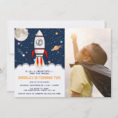 Invitation Deux lune Rocket Ship 2e anniversaire Photo (Devant)