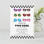 Invitation Deux Lunettes de soleil Cool Fille 2e anniversaire (Debout devant)