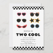 Invitation Deux Lunettes de soleil Cool Fille 2e anniversaire (Devant)