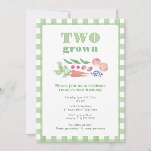 Invitation DEUX Marché de fermier de grown 2e anniversaire (Devant)