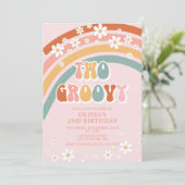 Invitation Deux marguerite Retro Super Anniversaire Invitatio (Debout devant)