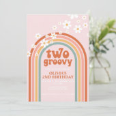 Invitation Deux marguerite Super boho floral arc-en-ciel 2e a (Debout devant)
