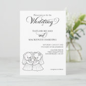 Invitation Deux mariées d'ours en peluche en robe Mariage (Debout devant)