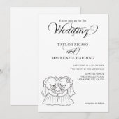 Invitation Deux mariées d'ours en peluche en robe Mariage (Devant / Derrière)