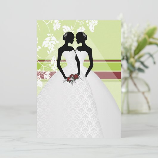 Invitation Deux Mariées En Mariage Mariage Élégant (Debout devant)