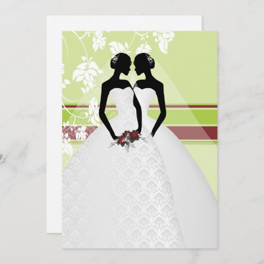 Invitation Deux Mariées En Mariage Mariage Élégant (Devant / Derrière)