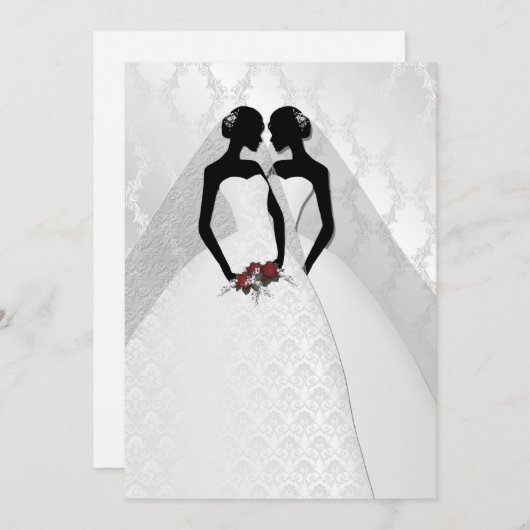 Invitation Deux Mariées En Mariage Mariage Élégant (Devant / Derrière)