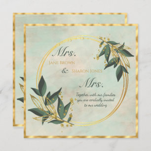 Invitation Deux mariées Lesbienne Aquarelle Verdure Mariage I