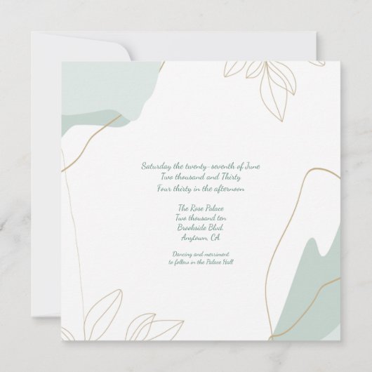 Invitation Deux mariées Mariage gouache lesbienne verdure (Dos)