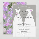 Invitation Deux mariées Mariage habiller Lesbiennes Douche vi (Devant / Derrière)