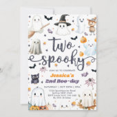 Invitation Deux mignonette Éffrayante Halloween Ghost 2e fête (Devant)