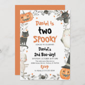 Invitation Deux mignonette Éffrayante Halloween Ghost 2e fête (Devant / Derrière)