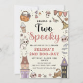 Invitation Deux mignonettes Éffrayantes Fantôme Halloween 2e  (Devant)