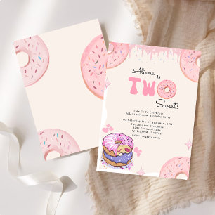 Invitation Deux mignonnes beignets roses fille 2e anniversair