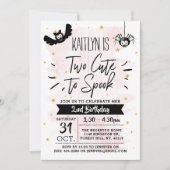 Invitation Deux Mignonnes Filles À Parler Halloween 2e Annive (Devant)