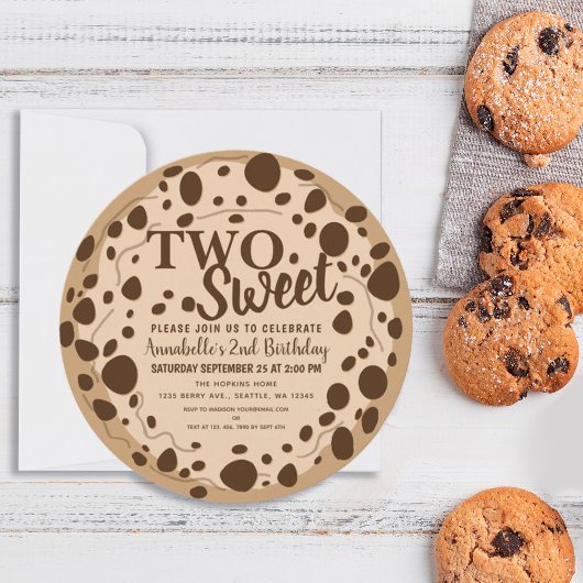 Invitation Deux mignons biscuits doux enfants Deuxième annive