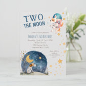 Invitation Deux mignons lune Chien garçons deuxième anniversa (Debout devant)