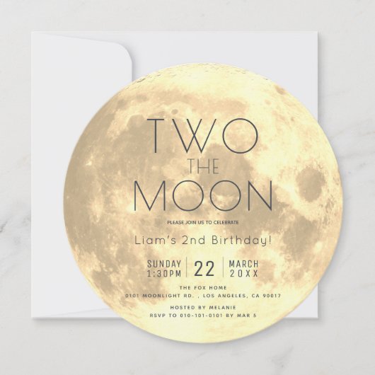 Invitation Deux Moon Gold Boy 2e Birthday Circle (Devant)