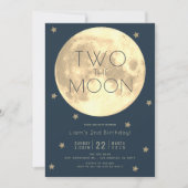 Invitation Deux Moon Navy Blue Boy 2e anniversaire (Devant)