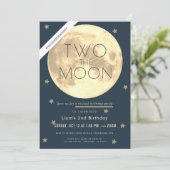 Invitation Deux Moon Navy Blue Boy Virtual 2e anniversaire (Debout devant)