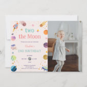 Invitation Deux Moon Pastel Outerspace Photo 2e anniversaire (Devant)