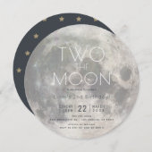 Invitation Deux Moon Silver Boy 2e Birthday Circle (Devant / Derrière)
