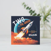 Invitation Deux Moon Space Rocket Planets Gary 2e anniversair (Debout devant)