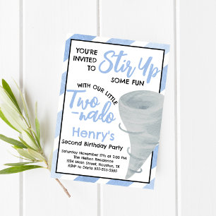 Invitation Deux Nado Tornado Deuxième Incitation pour la fête