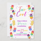 Invitation Deux néon cool popsicle été Anniversaire Invitatio (Devant)