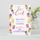 Invitation Deux néon cool popsicle été Anniversaire Invitatio (Debout devant)
