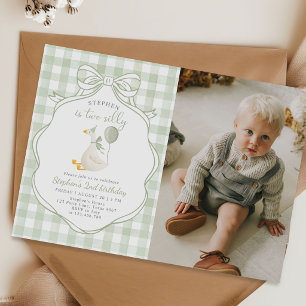 Invitation Deux Niais Oie Vert Arc 2e Anniversaire Photo