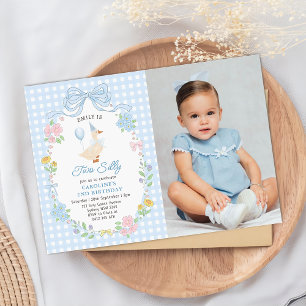 Invitation Deux Nœud Papillon Floral Silly Goose 2ème Anniver